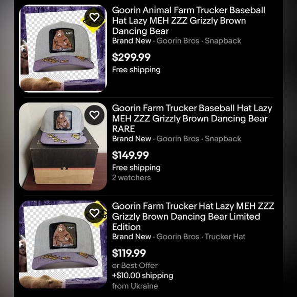 NIB Limited Edition Goorin Brothers “Meh” Lazy Bear Trucker Hat - Picture 6 of 6